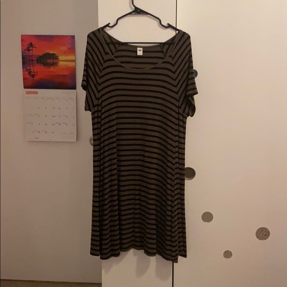 Green and black stripped t-shirt dress